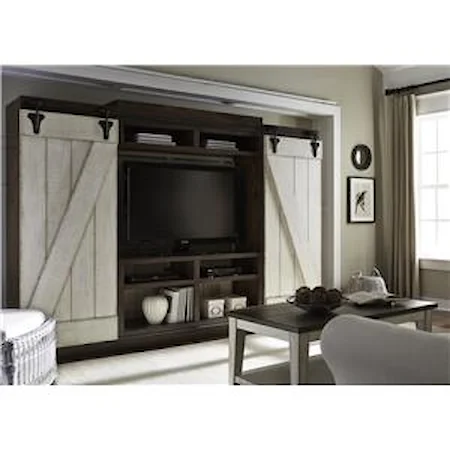 Rustic Entertainment Center with Sliding Barn Doors